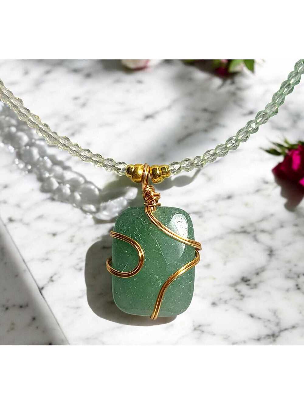 Aventurine and Spinel Beaded Necklace (#LWN003)